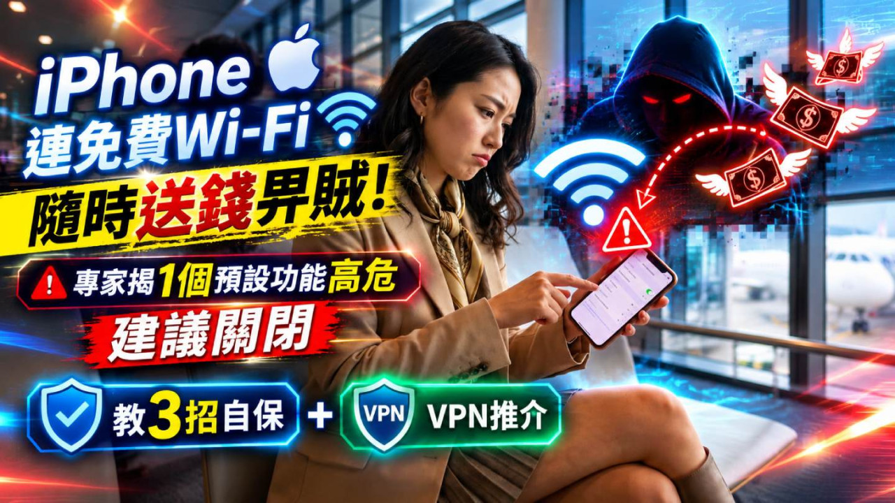 iPhone連免費Wi-Fi隨時送錢畀賊！專家揭1個預設功能高危建議關閉【教3招自保+VPN推介】