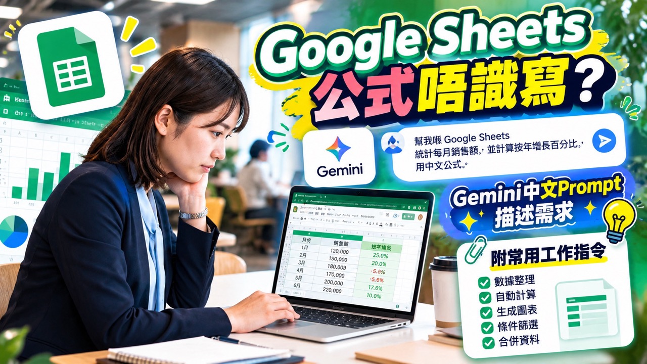 Google Sheets公式唔識寫？Gemini中文Prompt描述需求【附常用工作指令】