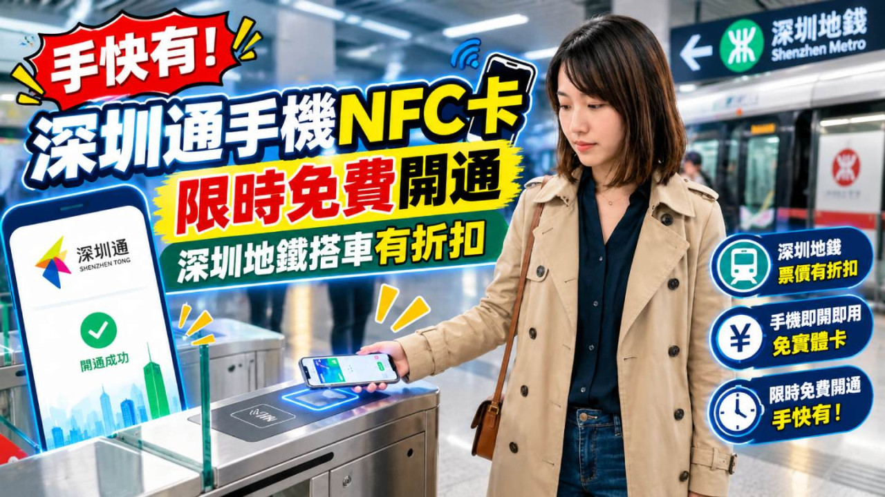 手快有!深圳通手機 NFC 卡限時免費開通 深圳地鐵搭車有折扣