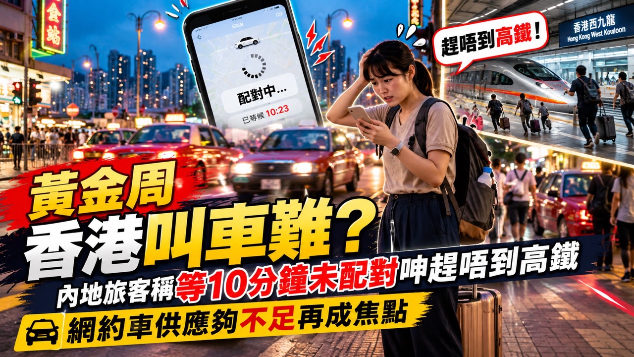 黃金周香港叫車難？內地旅客稱等10分鐘未配對呻趕唔到高鐵 網約車供應夠不足再成焦點