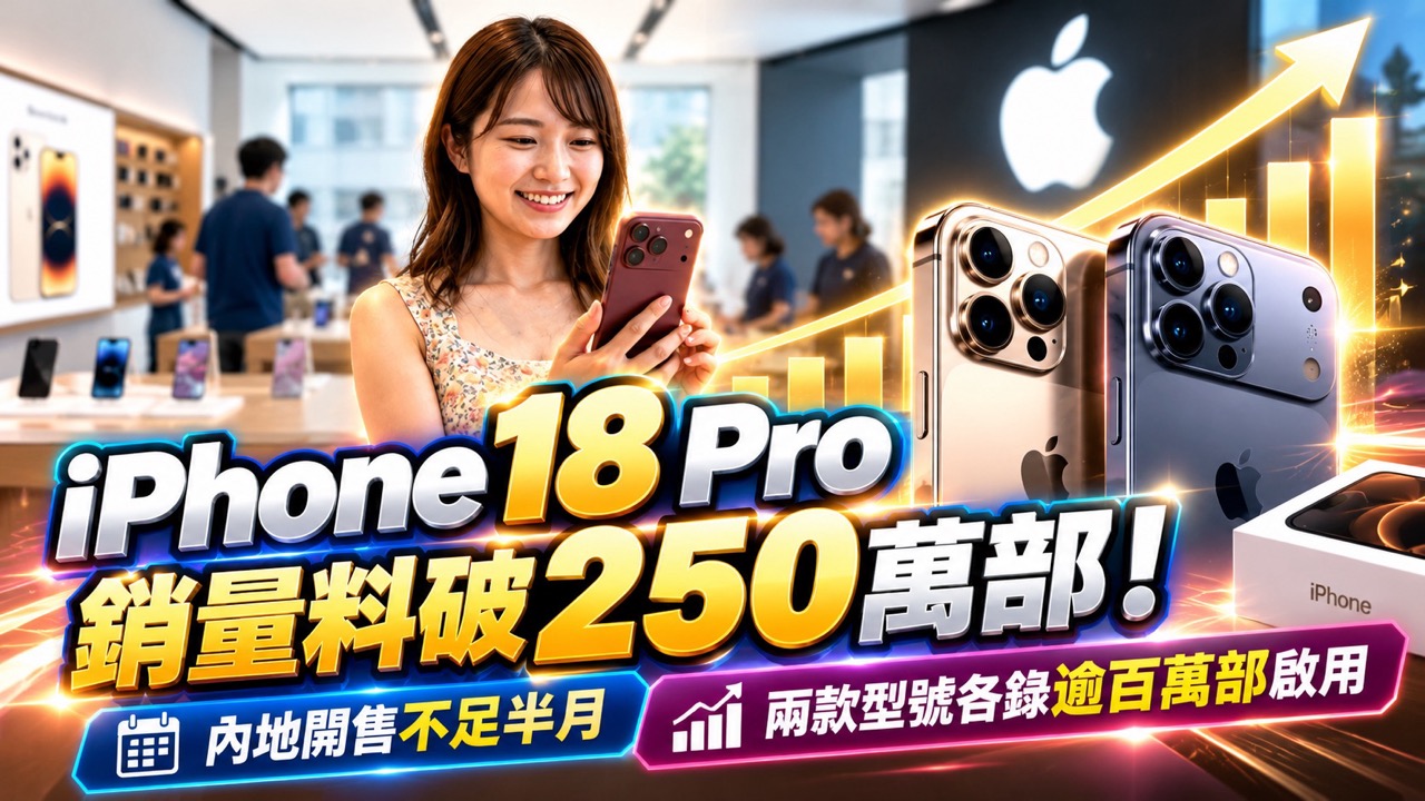 iPhone 18 Pro 銷量料破 250 萬部！內地開售不足半月　兩款型號各錄逾百萬部啟用