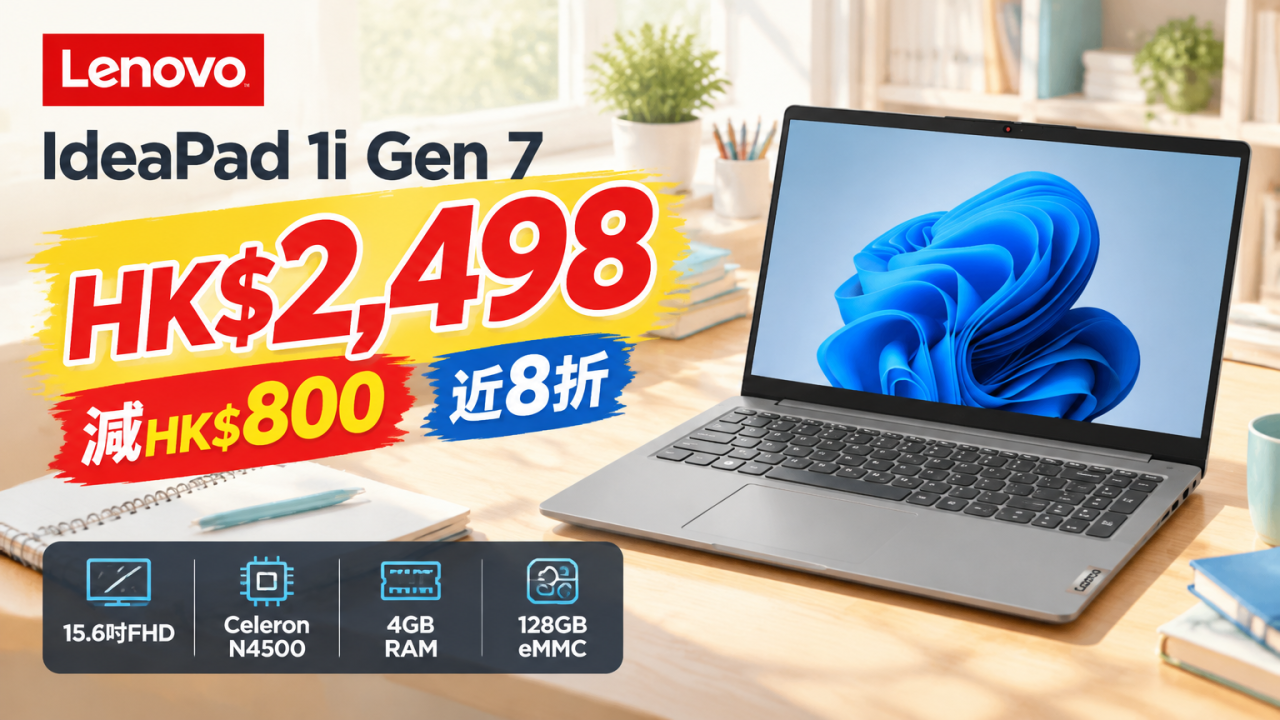 Lenovo IdeaPad 1i劈價！15.6吋大mon手提電腦 $2,498入手 | ezone