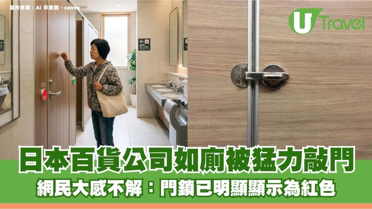 日本百貨公司如廁被猛力敲門！網民大感不解：門鎖已明顯顯示為紅色