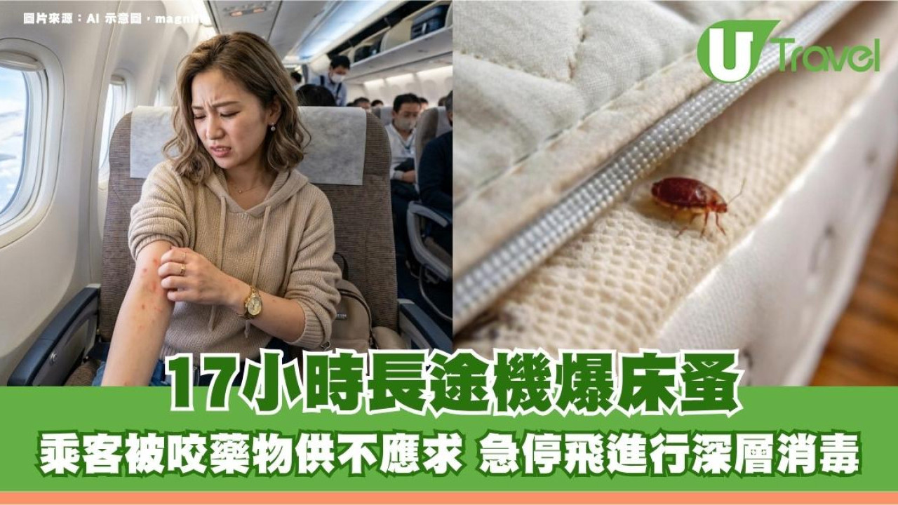 17小時長途機爆床蚤！乘客被咬藥物供不應求 急停飛進行深層消毒