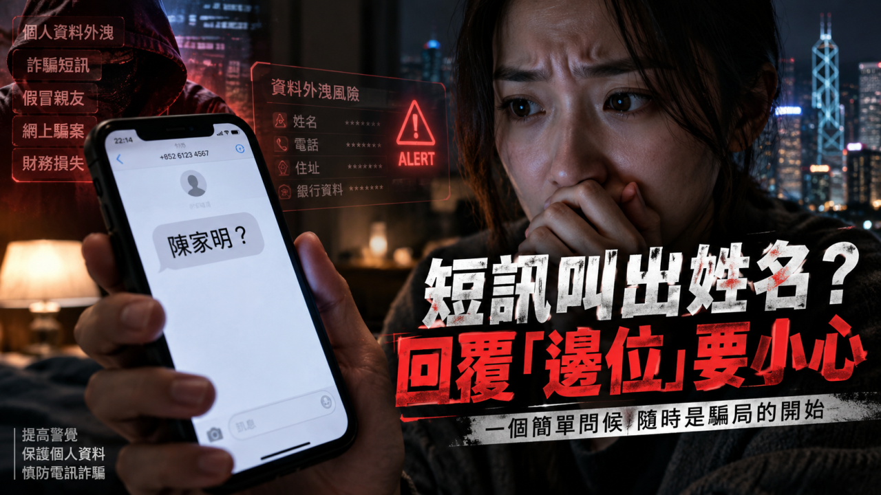 陌生短訊竟叫得出你個名！想覆「邊位」？小心中騙局