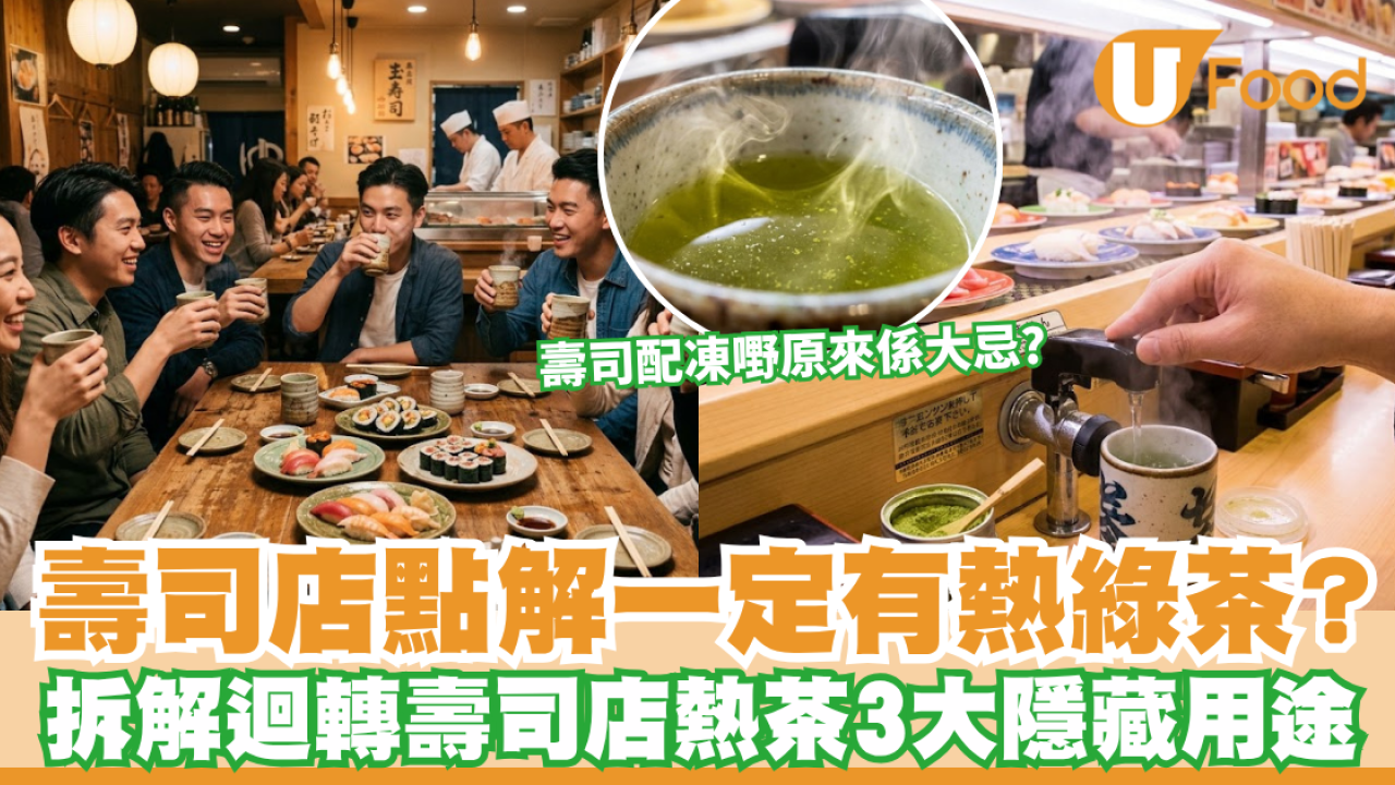 綠茶作用｜壽司店點解一定有熱綠茶？拆解迴轉壽司店熱茶3大隱藏用途 