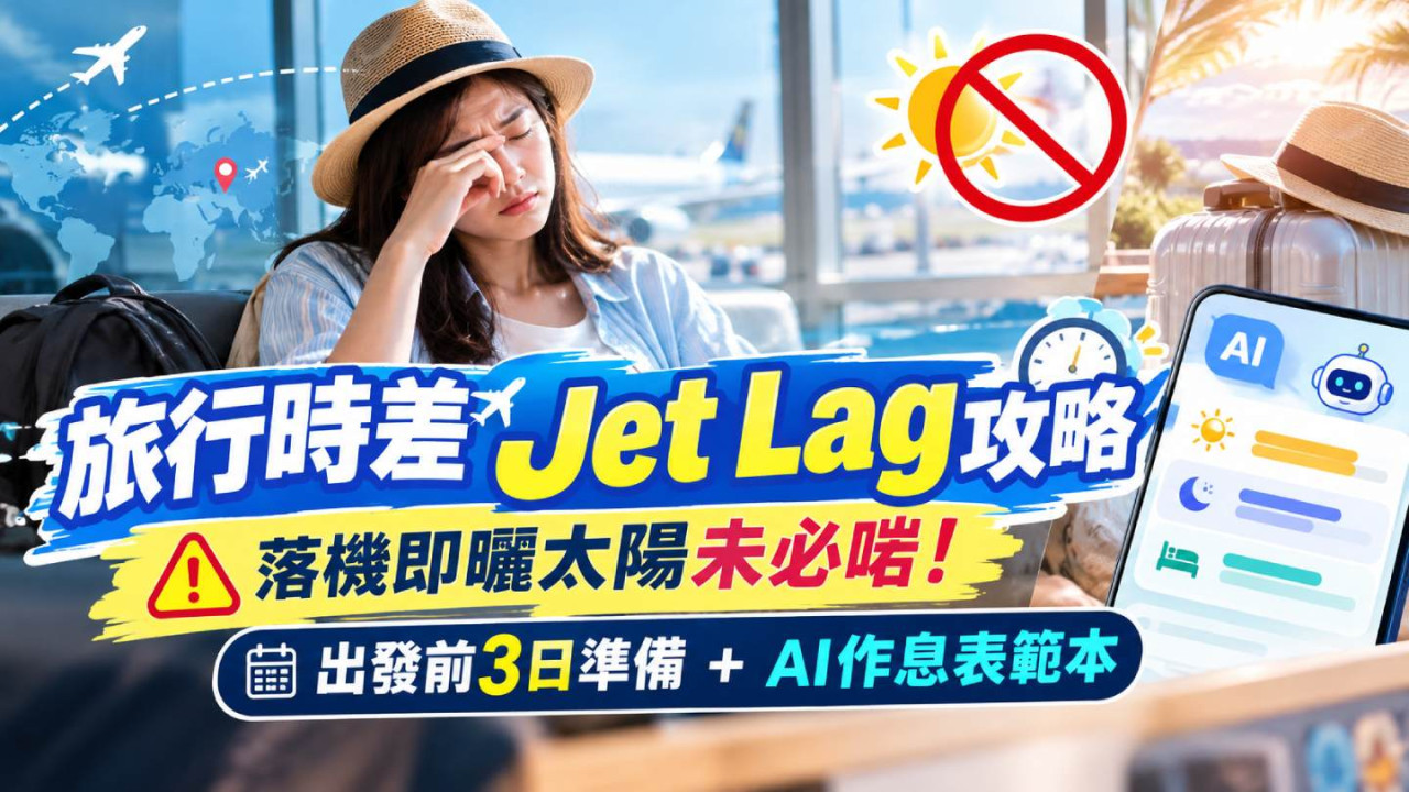 旅行時差Jet Lag攻略｜落機即曬太陽未必啱！出發前3日準備＋AI作息表範本