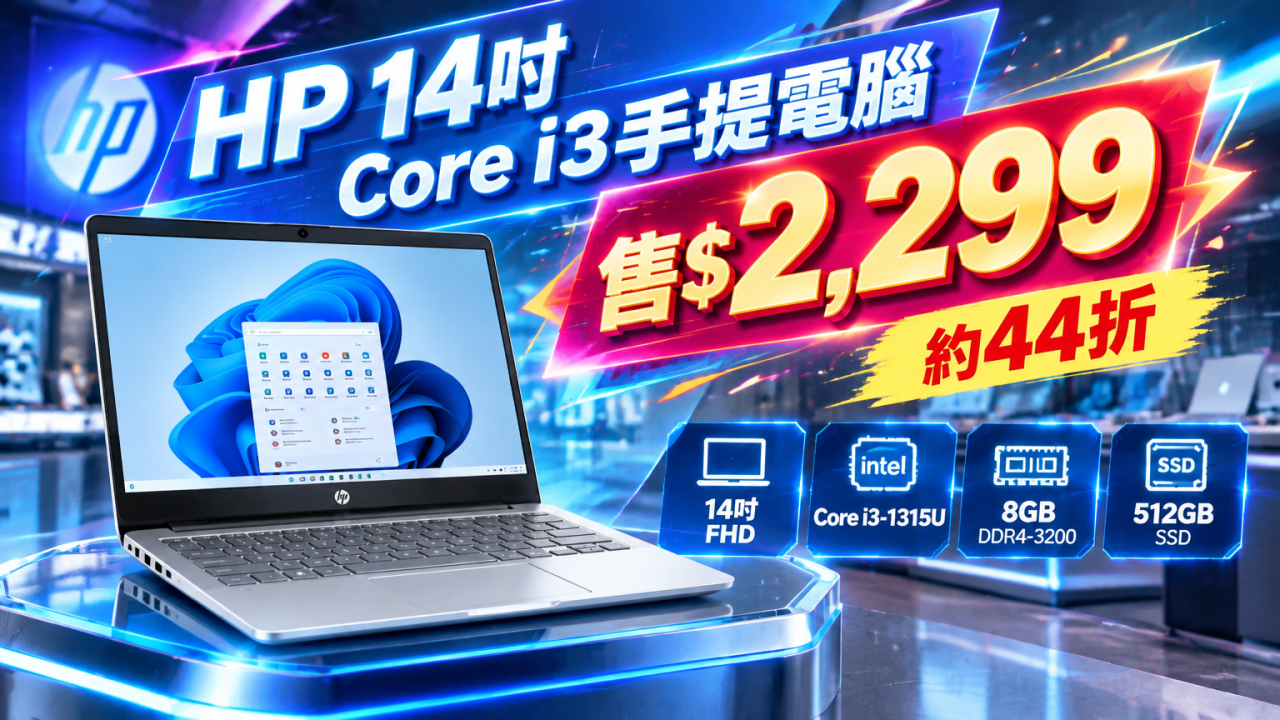 HP Laptop 14劈價!限售44折入手14吋屏幕+512GB SSD