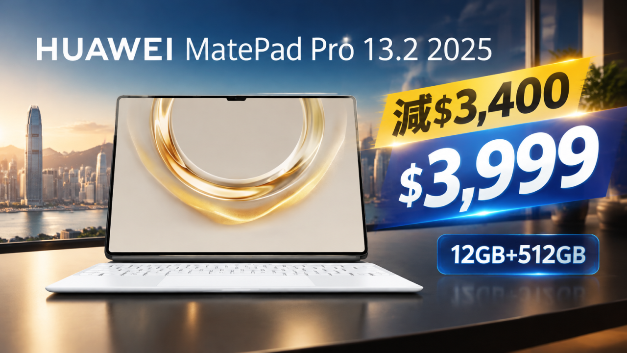 HUAWEI 13.2 吋柔光大屏平板激減 $3,400！$3,999 入手 512GB 容量兼附鍵盤