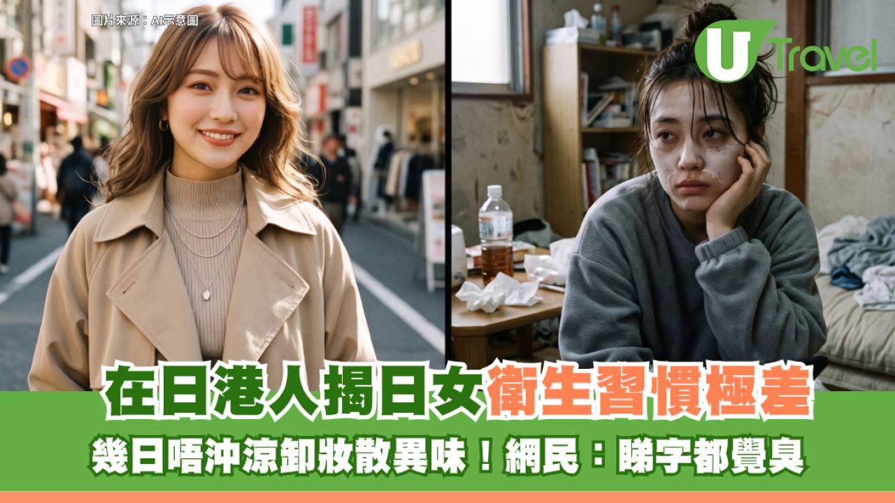在日港人揭日女衛生習慣極差！幾日唔沖涼卸妝散發異味 網民崩潰：睇字都覺得臭！