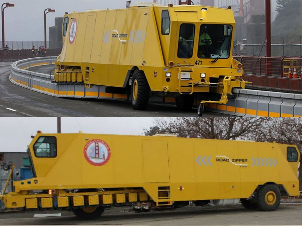 石壆換邊緩解交通超簡單！黃色貨車似足拉鏈？