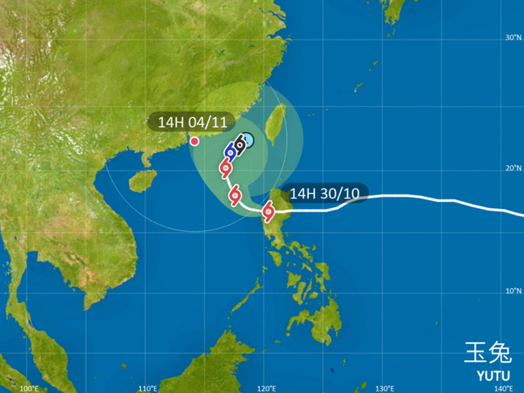 颱風玉兔入南海威力減弱  本港或有機會掛 1 號風球