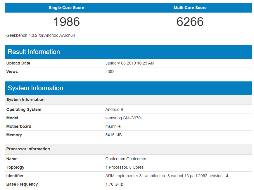 Samsung S10 Lite跑分曝光 Snapdragon 855+6GB記憶體