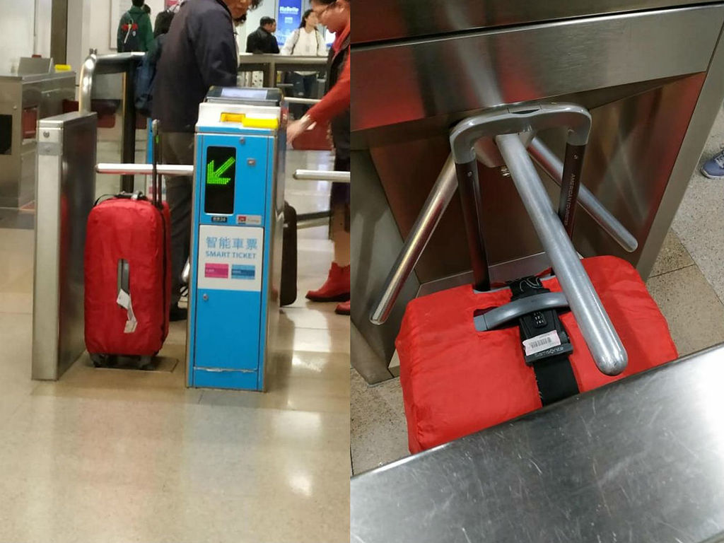 行李喼卡港鐵三棍閘機！網民：到底點樣卡得到？