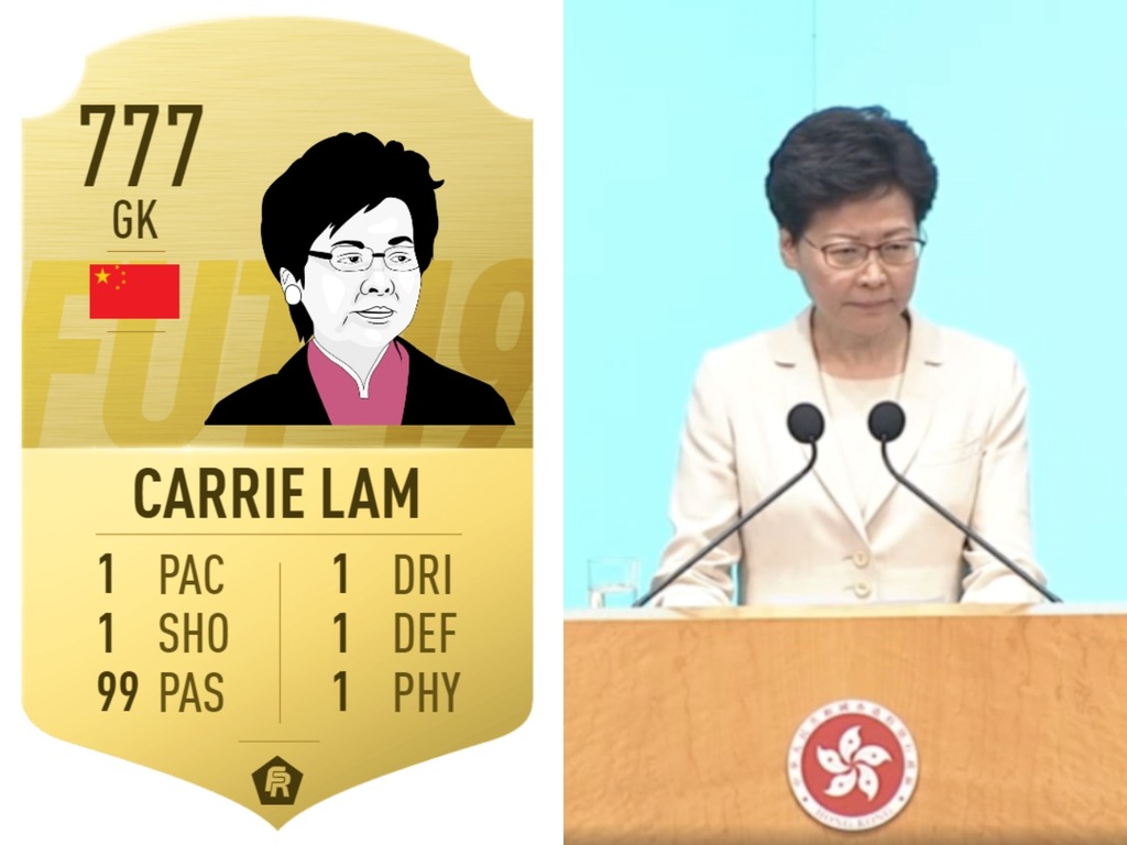 巴打神改政府團隊「FIFA 19」球員卡！網民：林鄭唔打龍嘥晒？