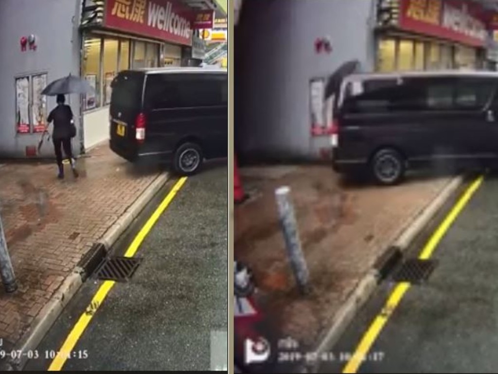 【車 Cam 片】貨 Van 倒後無睇鏡險撞行人！後車司機「響咹」救一命