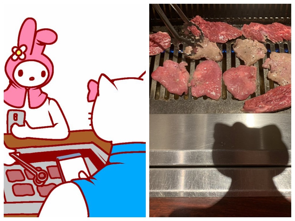 熱傳 Hello Kitty 食燒肉  貓頭手機套拍出效果