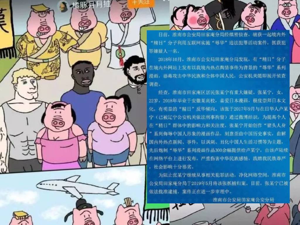 内地少女以「豬頭」漫畫  諷刺中國時弊遭指「辱華」被捕