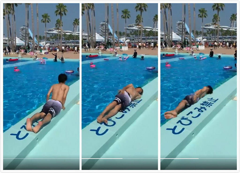 日本泳池規定不可跳水 男子決定滾筒式下水令網民笑爆