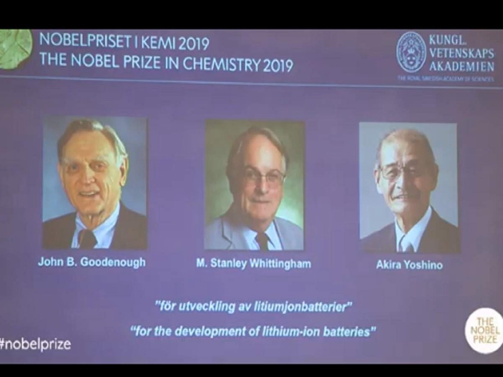 英美日 3 學者研鋰電池  獲 2019 諾貝爾化學獎