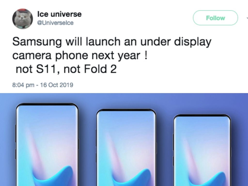 Samsung 將在下年發布屏下拍攝鏡頭手機 或應用 Note 11 及 A 系列？