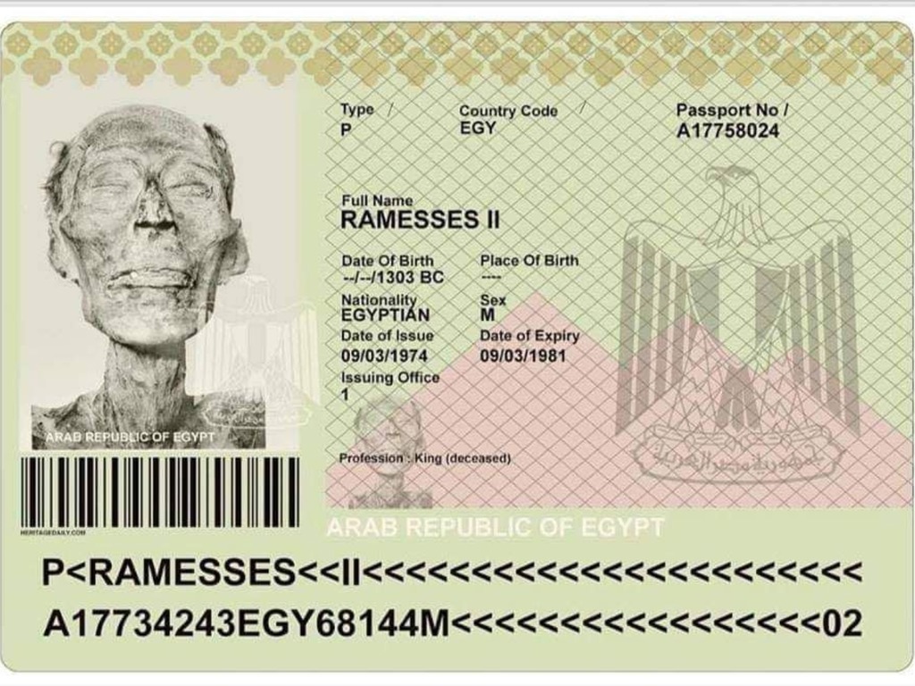 網絡瘋傳史上首本木乃伊護照 屬於最偉大法老王