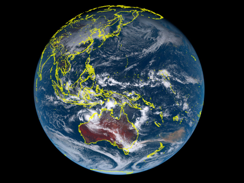 澳洲總理莫里森表示山火持續多月有徵兆？ 衛星實時動態圖像揭澳洲上空一片通紅