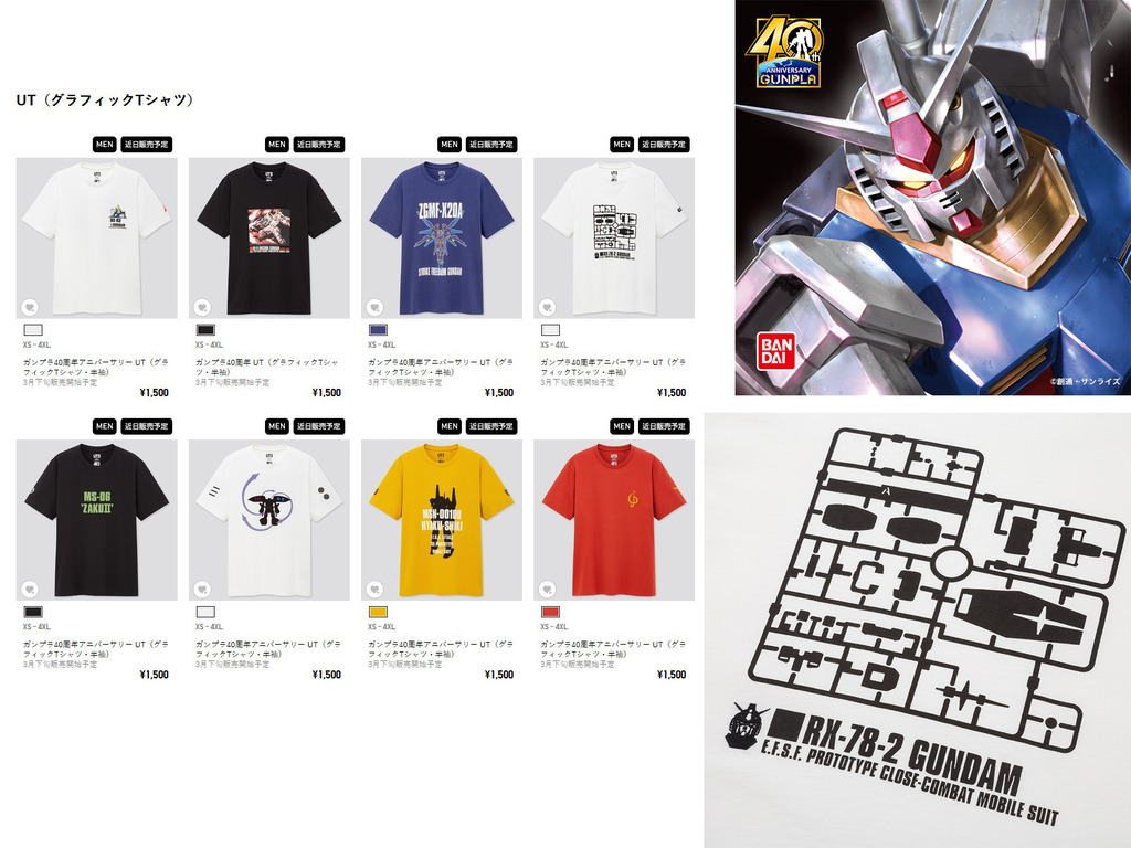 UNIQLO x GUNPLA 高達模型40周年UT系列