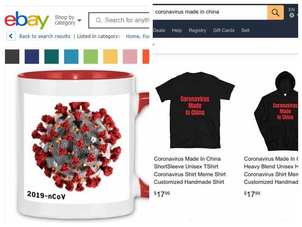 亞馬遜 eBay 上架武漢病毒 T 恤精品 環時批評低端辱華