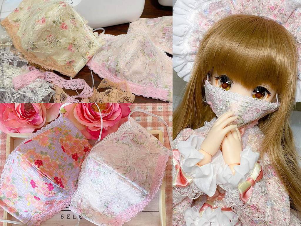 【新冠肺炎】日本網民 DIY 蕾絲布口罩  成品超「害羞」？