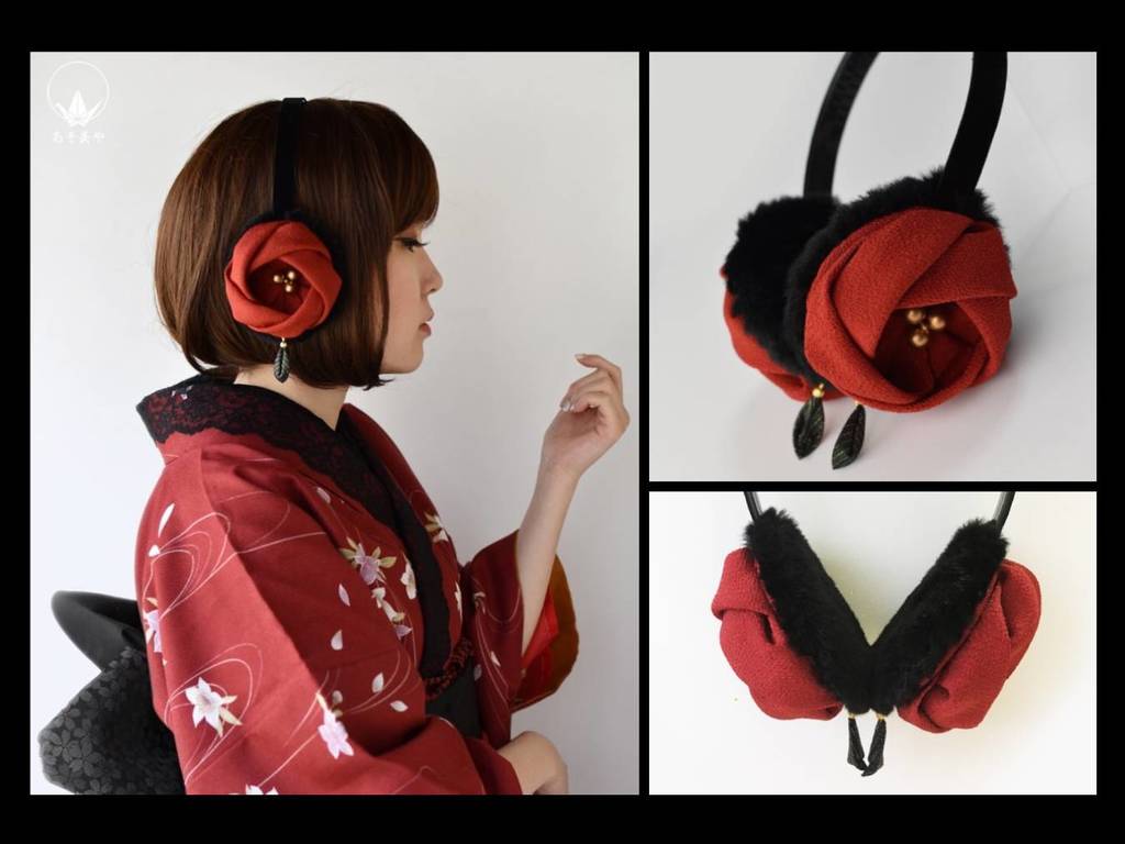 日本布藝「山茶花耳罩」美極熱爆！保暖又美觀瞬間完售