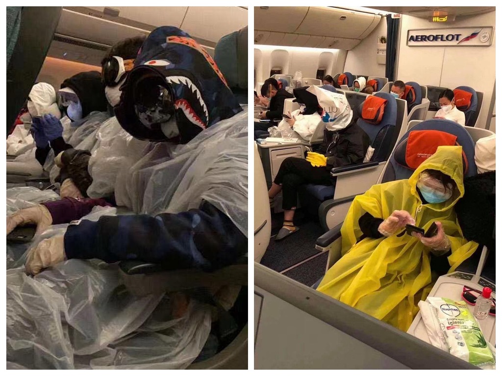 【新冠肺炎】留學生搭飛機返港  為怕染病全身防護