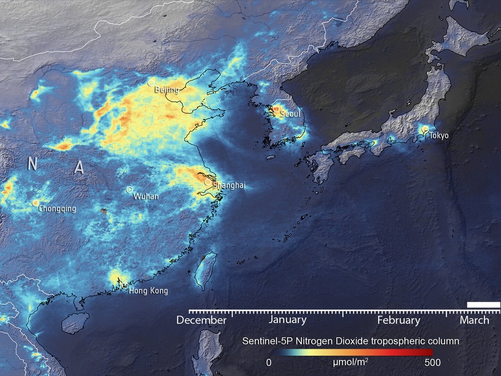 中國新冠肺炎疫情放緩 二氧化氮再增加