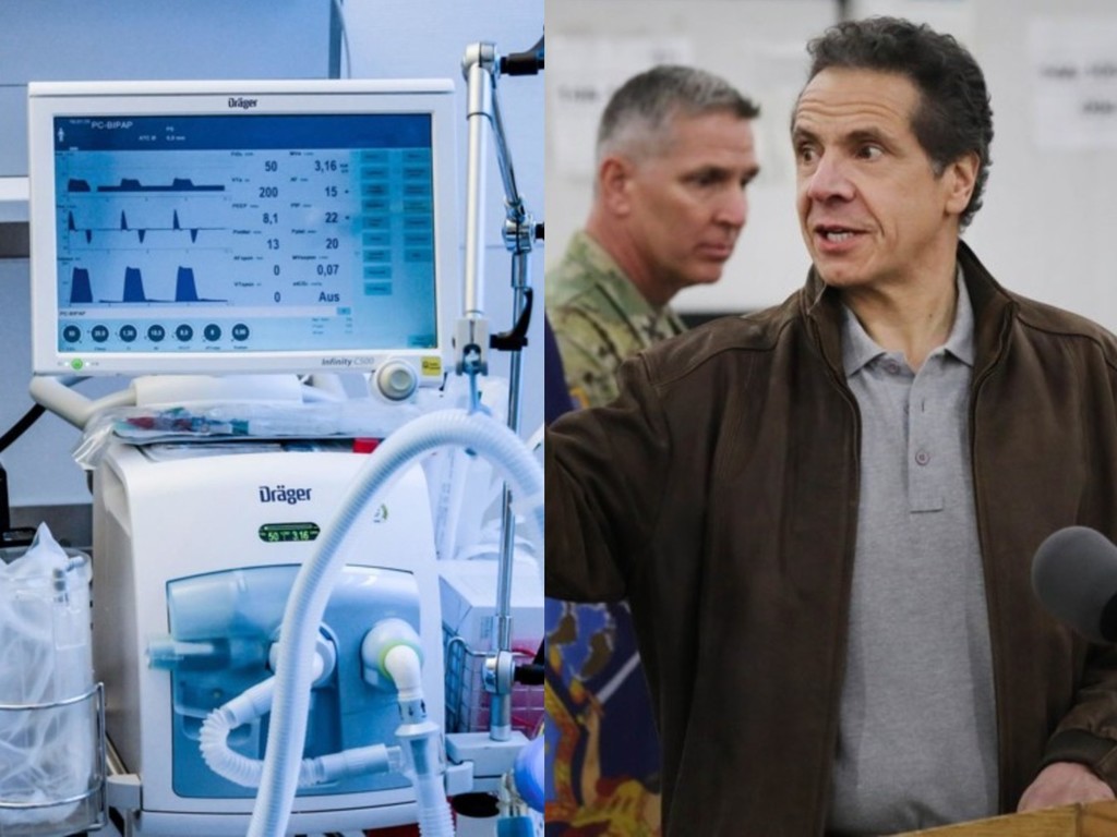 【新冠肺炎】紐約州州長警告呼吸機剩不足一周用量 特朗普引國防生產法助企業量產