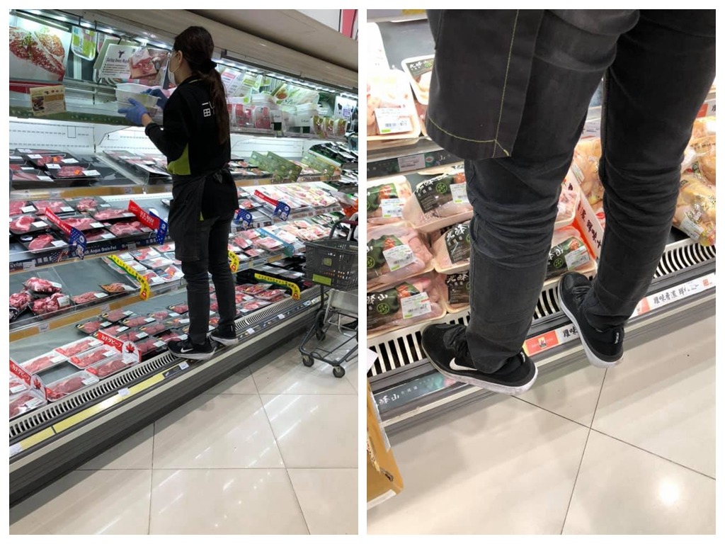 一田超市職員腳踩凍肉櫃 一田致歉表示已警告有關員工