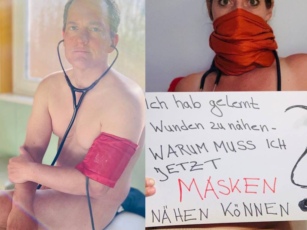 【新冠肺炎】德國醫護齊拍「裸照」抗議防護裝備不足！ 抗疫如同裸體