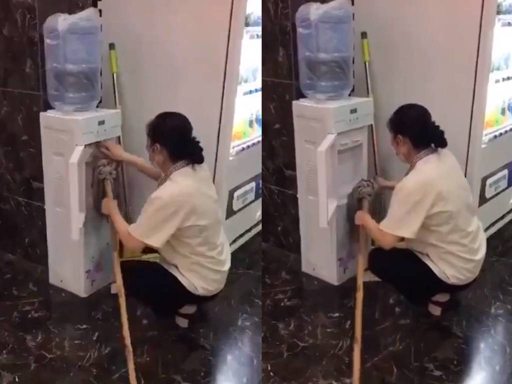 網傳清潔姐姐用地拖抹飲水機！網民驚變「地拖播毒」群組