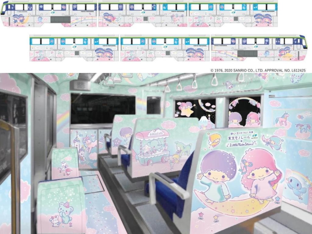 東京單軌電車 x Little Twin Stars 限定列車  下周一起 Kiki．Lala 陪坐車