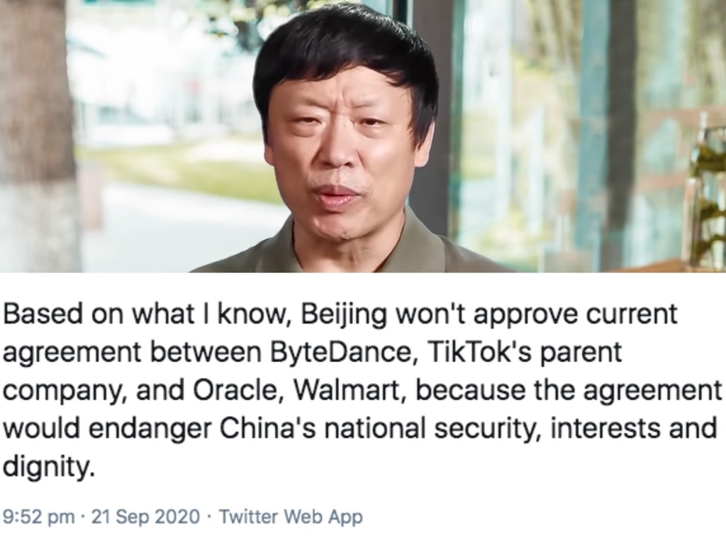 環時總編胡錫進指北京反對 TikTok 交易  危害中國國家安全