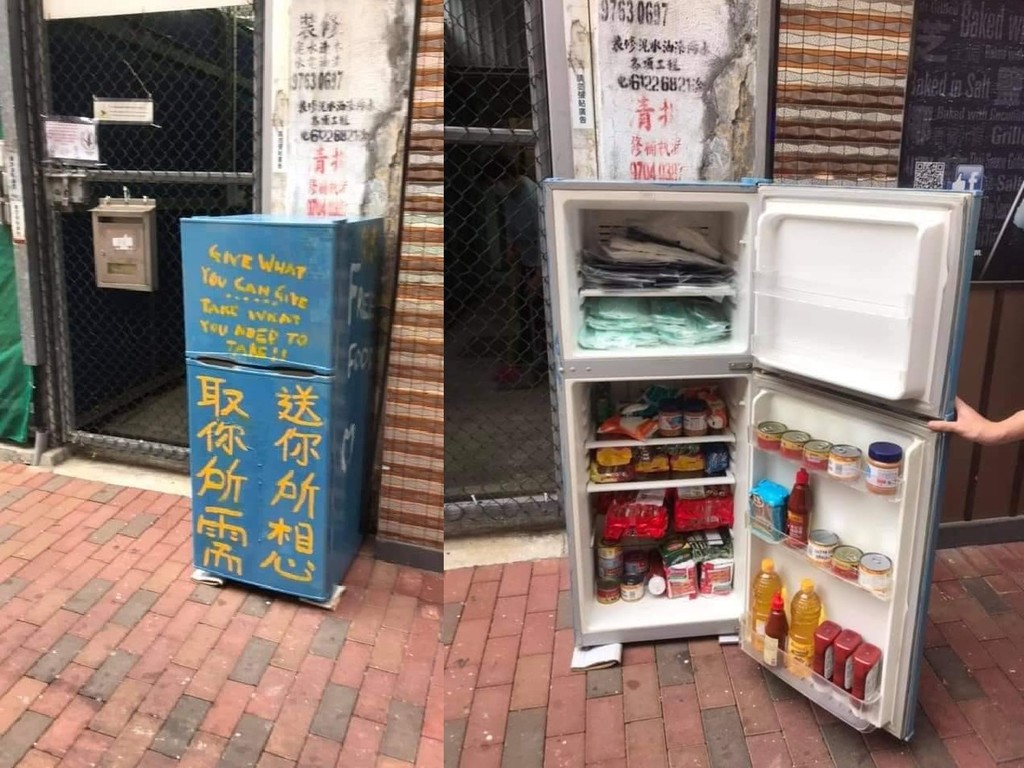 【好人好事】善心爸爸佐敦自設「食物雪櫃」 助有需要人士免費取食物