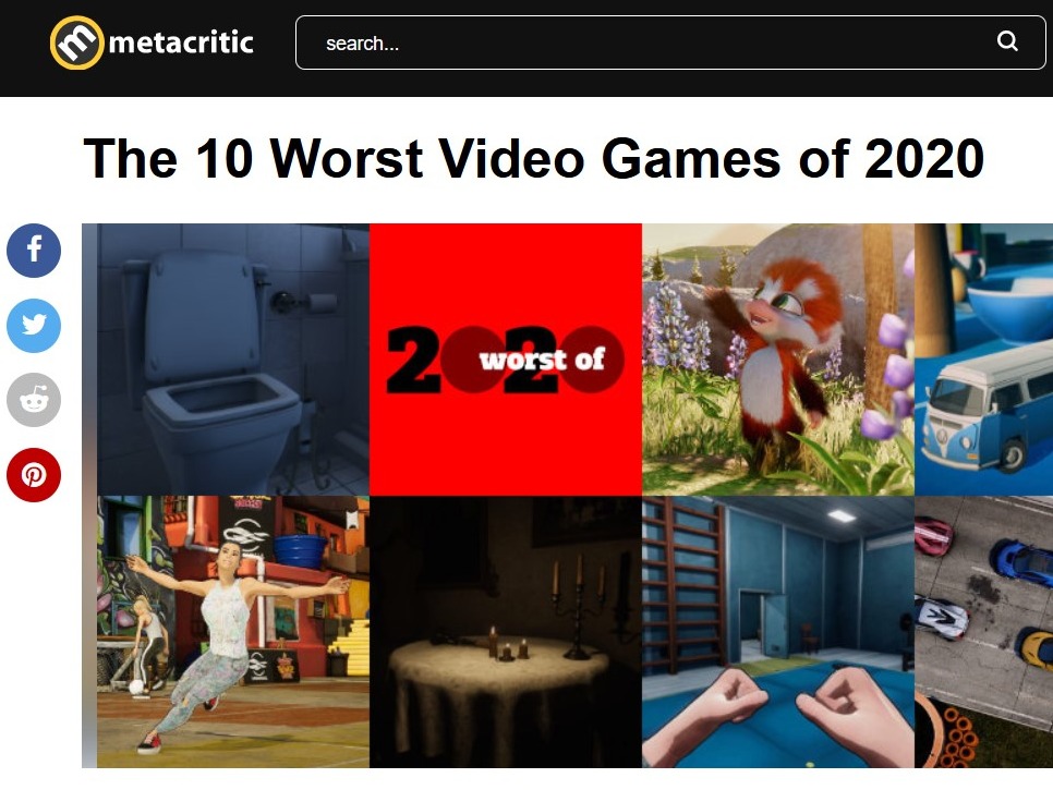2020十大廢GAME Metacritic公布名單