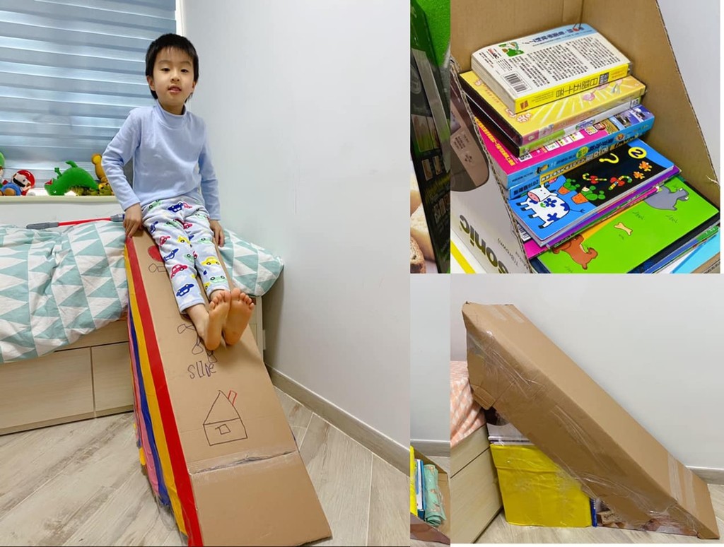 媽媽創意無限 廢物利用自製「滑梯」