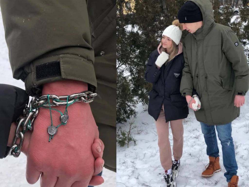 烏克蘭夫婦鐵鍊綁手 3 個月考驗真愛  網民不看好：期待他們打架