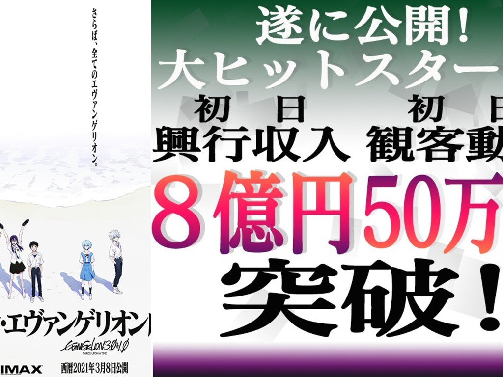《新．福音戰士劇場版：終》日本上映  首日票房超 8 億日圓
