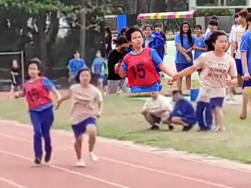 失明女生在吶喊下完成人生首場接力賽！全班棄名次助她圓夢超感人