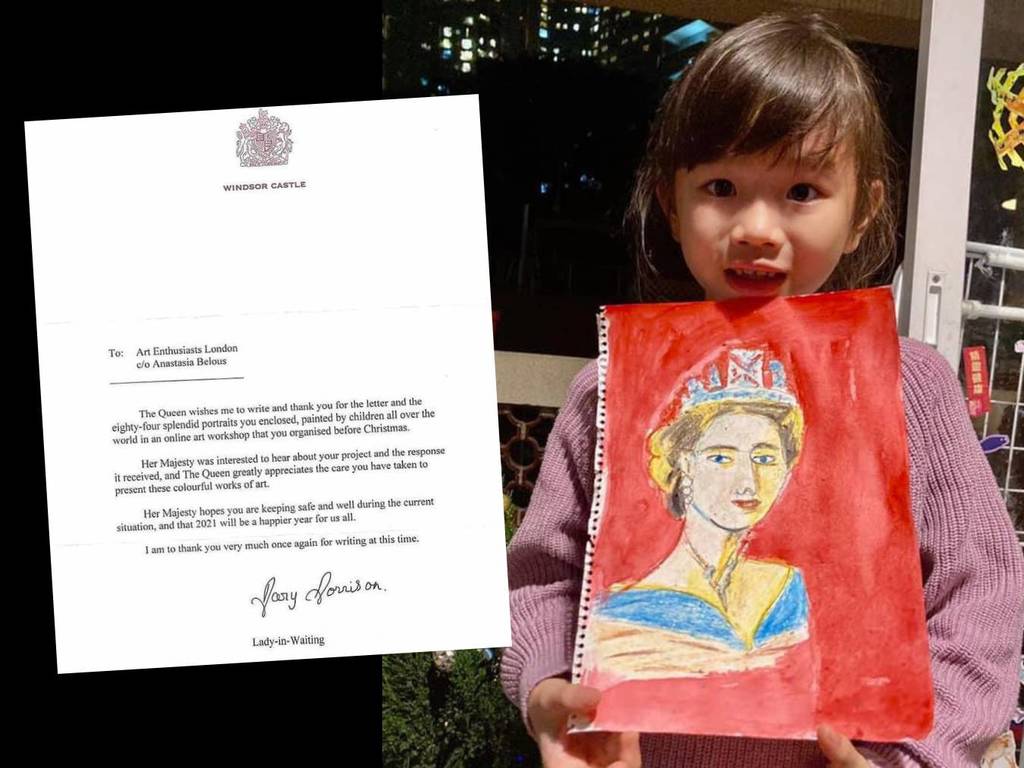 香港 7 歲女童畫女皇肖像送祝福！獲英女皇回信超驚喜