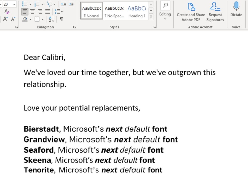 Microsoft Office 預設字體 Calibri 下年以新款取代  5 款候選字體一覽