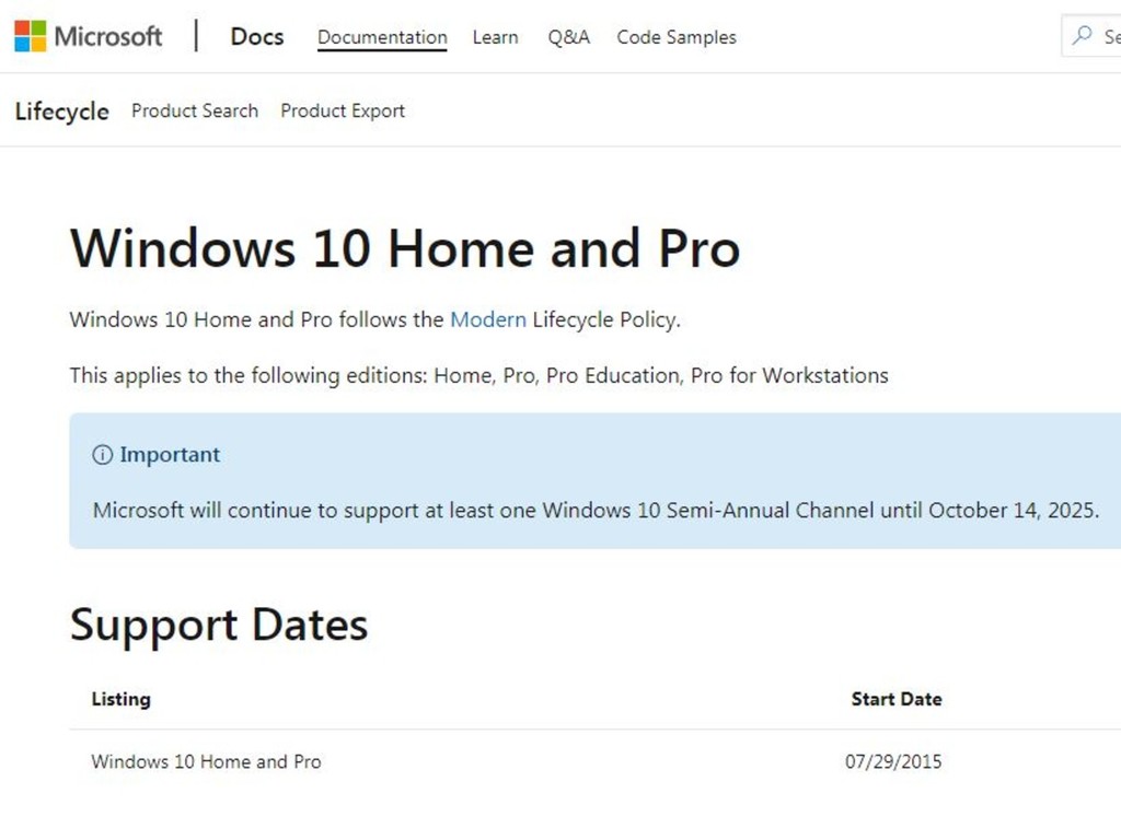 Microsoft 將於 2025 年  停止對 Windows 10 進行支援更新