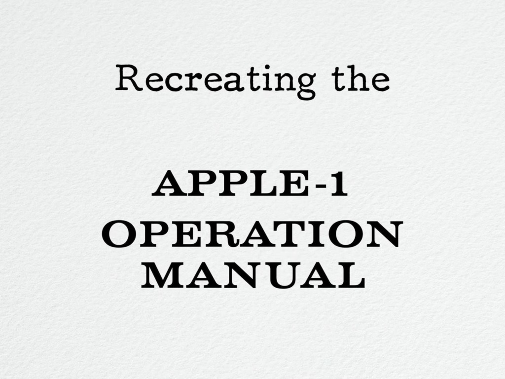 蘋果狂粉重製 Apple I 說明書 「執字粒」力求忠於原著