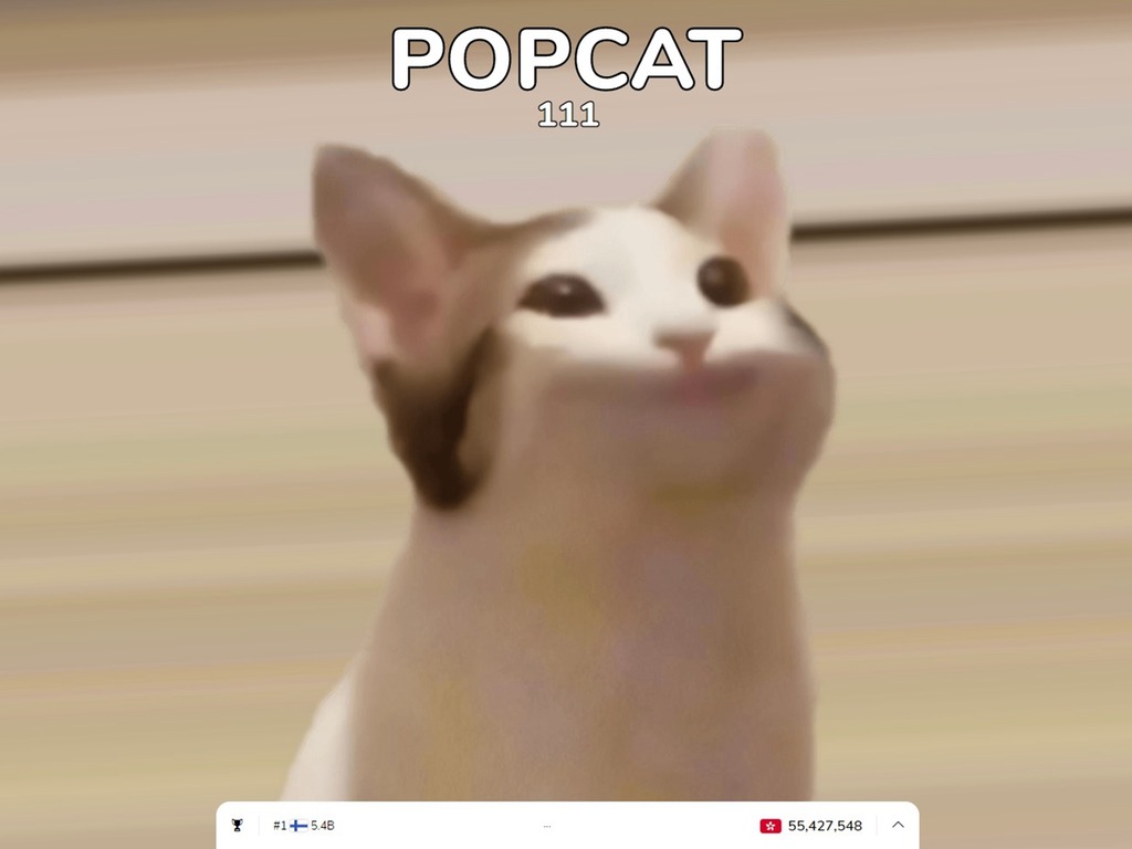 鬥點擊! 迷因貓 POPCAT 網頁小遊戲爆紅 全球排名台灣第 2 香港暫列 28